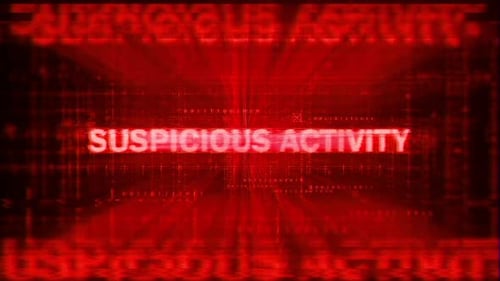Suspicious Activity Digital Text Glitch Warning Animation