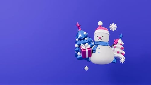 Christmas loop animation. 3d render cartoon style. Xmas Eve and New Year celebration, holidays