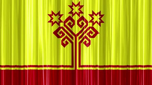 Animated Waving Fabric with Red Tree Symbol on Yellow