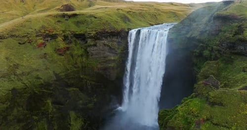 Cinematic Aerial Drone Footage of Majestic Waterfalls in Icelandic Highlands