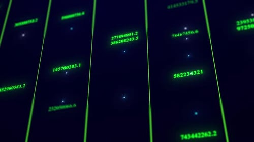 Number Code Animation On Black Background. Green Color Random Number Animated, Abstract Digital