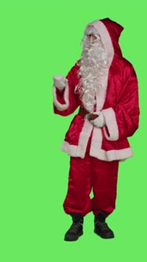 Vertical Video Front View of Santa Pretending to Comfort Children