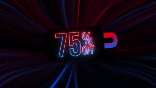Neon Glowing 75 Percent Off Animated Discount Promotion