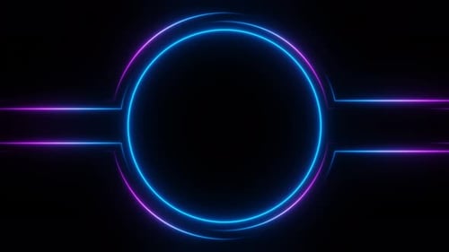 Circle Neon Frame with Blue and Purple Lines Loop Animation