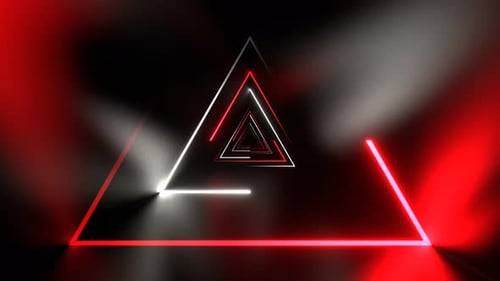 White And Red Beautiful Neon Triangular Tunnel Background Vj Loop I 4K