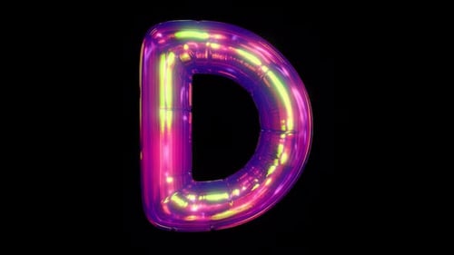 Animated Futuristic Letter D with Neon Glow