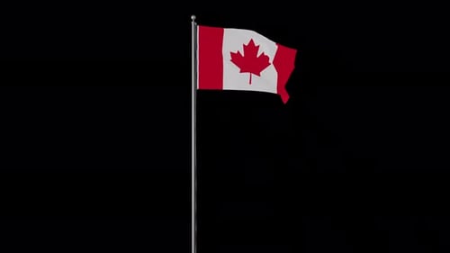Realistic Waving Canadian Flag on Pole