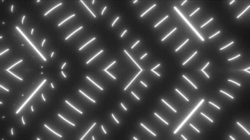 Dynamic white neon lights pulse on dark background creating abstract energy flow