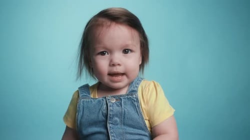 Closeup Portrait Smiling Little Cute Girl Kid Looking and Funny Playful Laugh