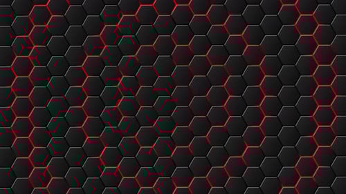 Animated Hexagon Grid Background with Red Pulsing Lights