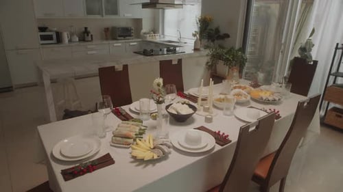 Dining Table Set for a Meal at Home