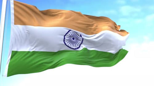Realistic 3D Indian Flag Waving Loop