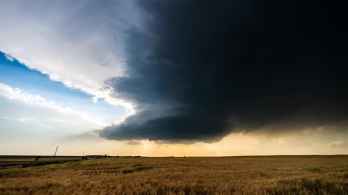 Wheat Field Under Dynamic Storm Cloud Sky