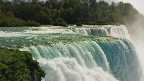 Seagulls Swirl Over the Incredible Niagara Falls View From the American Shore 10 Bit Video