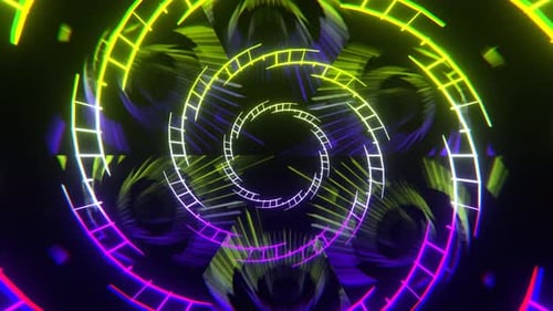Light Green And Puple Bright Spiral Neon Abstract Background VJ Loop l 4K