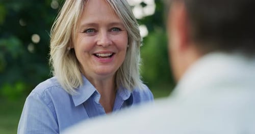 Authentic close up shot of lovely happy mature couple is enjoying time together and having a roman