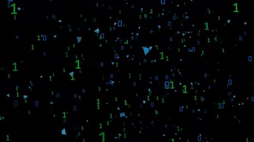 Flying Binary Code and Abstract Geometric Elements Background