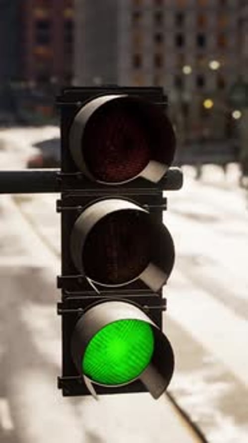 A Red Traffic Light on a City Street