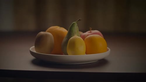 Fruit Still Life with Hand Picking Apple