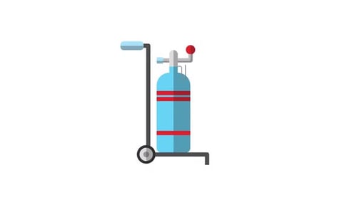 Animated Flat Design Medical Oxygen Tank on Cart
