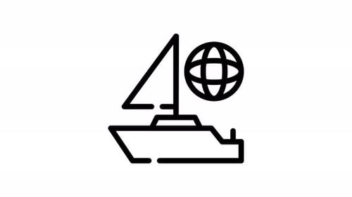 Animated Sailboat and Globe Travel Icon