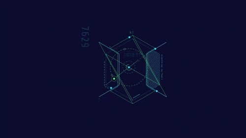 Animation en boucle de cercles dans un élément HUD hexagonal