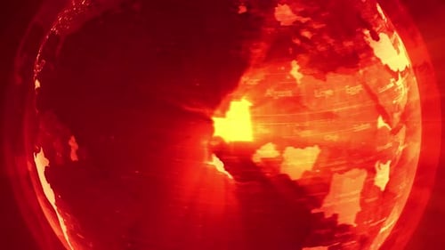 Glowing Digital Earth Globe Map Country Highlight Animation