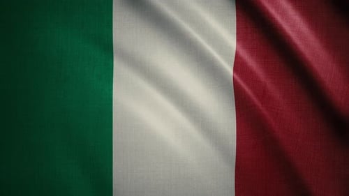 Waving Italian Flag Realistic Fabric Loop Background