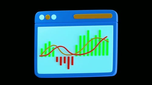 Dynamic graph display with red and green trend lines on screen