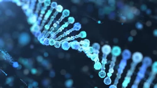 Glowing Blue DNA Strand Medical Research Animation