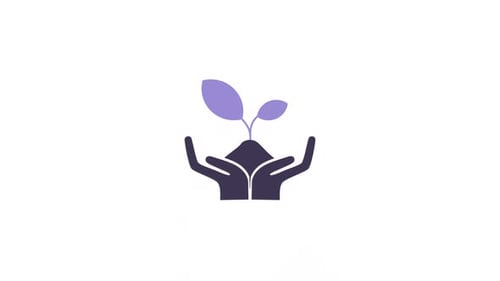 Flat Design Animation of Hands Nurturing a Growing Plant