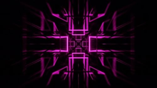 VJ Loop In 4K Hintergrund mit rosafarbenem, reflektiertem Tunnel, blinkend