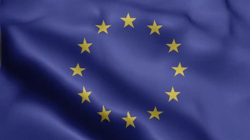 European Union Flag Waving Loop Animation