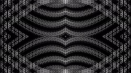 Weiße Neonbewegung auf Kaleidoskop-Hintergrund mit endloser Form VJ Loop In 4K