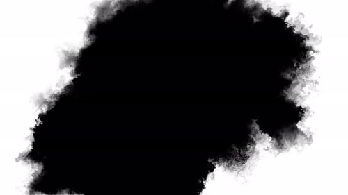 Transição de respingos de tinta em preto e branco, circuito contínuo, pintura turbulenta, espalhamento de manchas