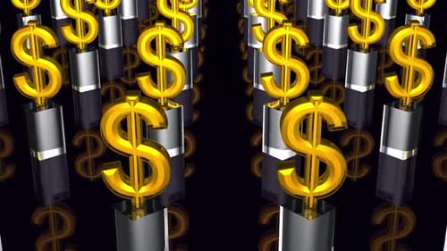 Animated Golden Dollar Signs Looping Background