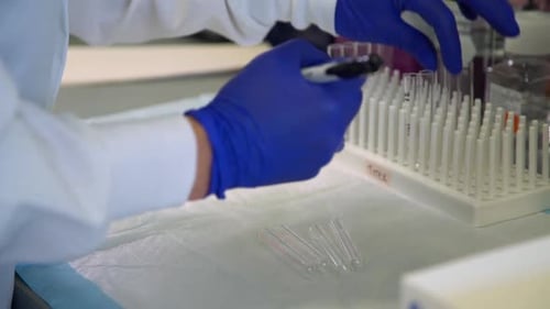 Writing on Test Tubes in Science Lab