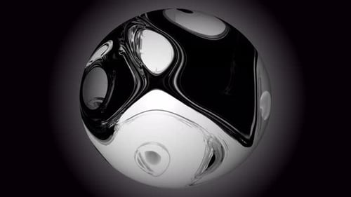 Abstract Fluid Black and White Sphere Loop Motion Background