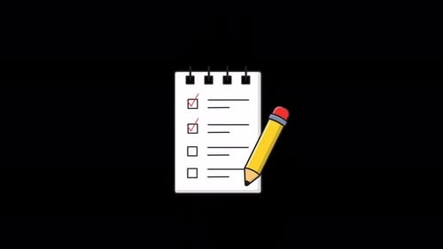 Animated Checklist with Pencil in Flat Design