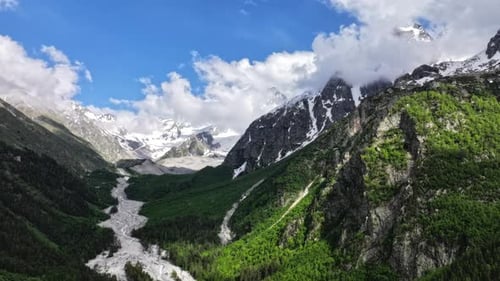 Clouds Moving Over Mountain Valley Timelapse