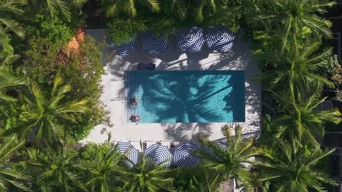 Stunning Aerial View of a Beautiful Tropical Pool Located in Key West Florida