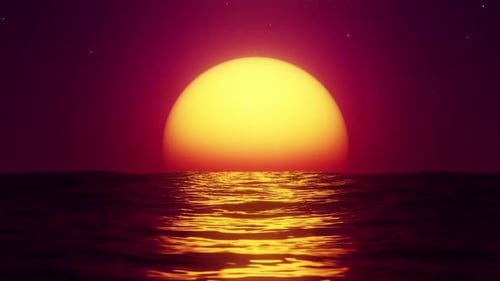 Lebendiger Sonnenuntergang über den Meereswellen, goldenes Licht auf dem Wasser, Filmmusik Flair