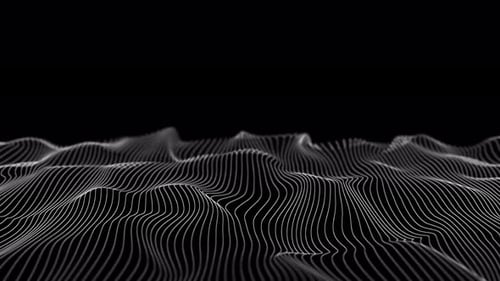 Abstract Digital Grid Wave Line Motion Background