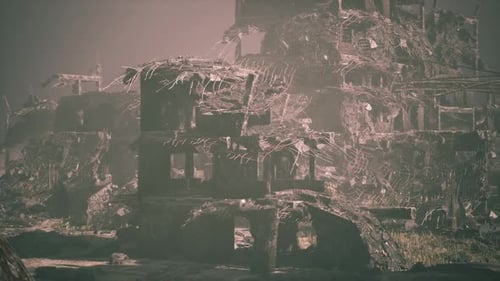 City Devastated By Military Action Showcasing Destruction and Desolation