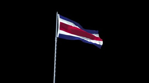 Costa Rica National Flag Waving in Realistic Animation