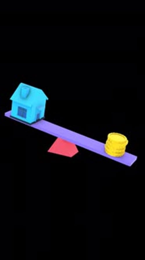 Real Estate Wealth Balance Swing 3D Animation On Alpha Channel Vertical