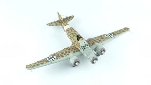 Camouflage Airplane Model on White Background