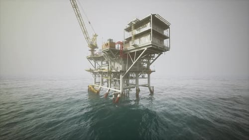 Modern Offshore Oil Rig 3D Animation with Rotating Camera