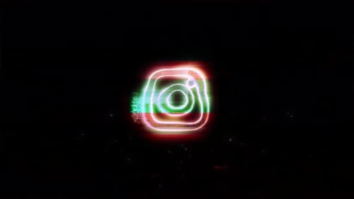Neon Glitch Social Media Icon Reveal