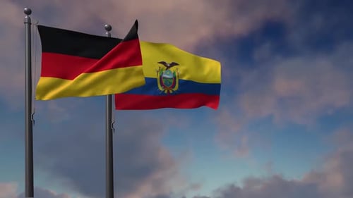 Waving Flags of Germany and Ecuador